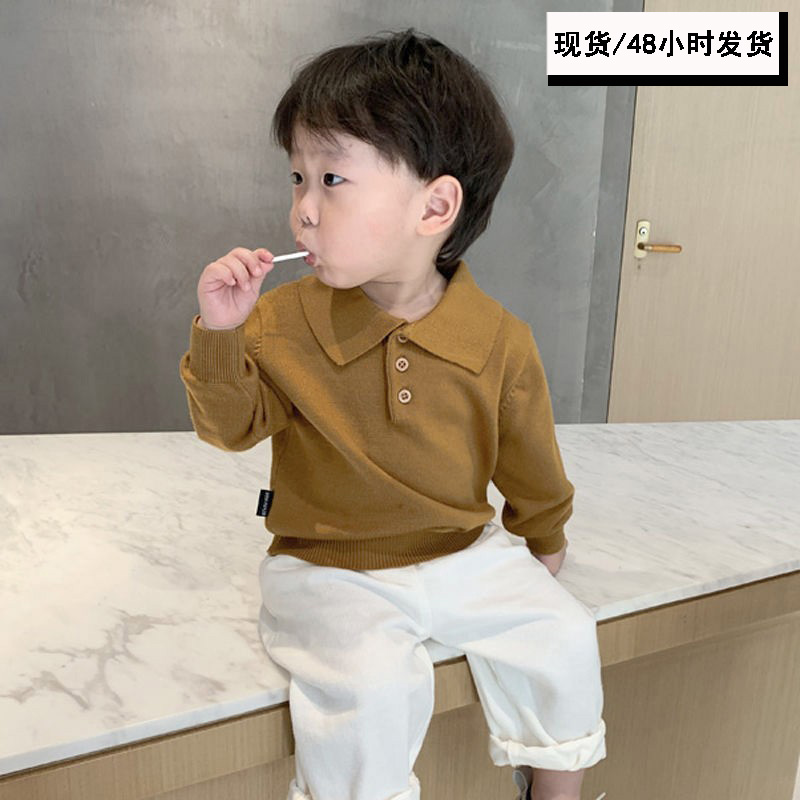 男童毛衣宝宝中小童打底衫2025年春秋新款百搭polo小翻领针织衫