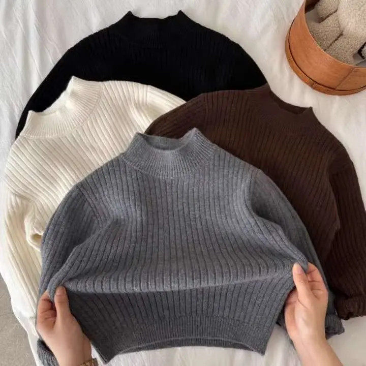 男女童毛衣2025秋冬季新款韩版儿童纯色打底宝宝洋气保暖针织衫