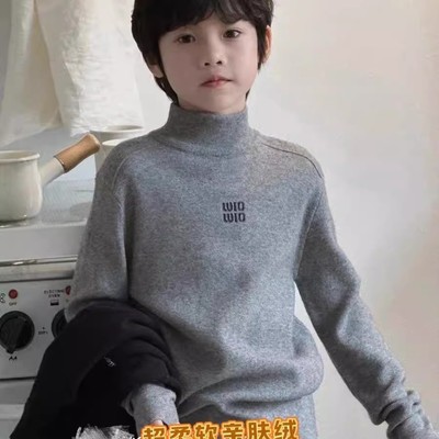 男童毛衣打底衫半高领2025新款儿童秋冬装洋气中大女童针织衫线衣
