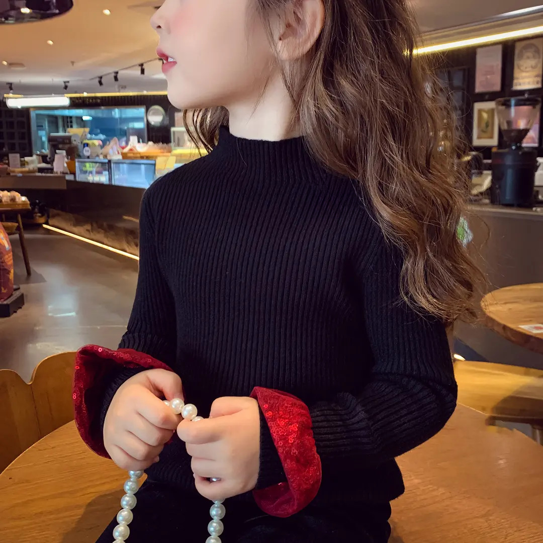 女童毛衣冬装2026新款儿童韩版亮片花边针织衫女孩黑色内搭打底衫,童装/婴儿装/亲子装,毛衣/针织衫,淘宝优惠券,粉丝福利购,淘宝优惠卷