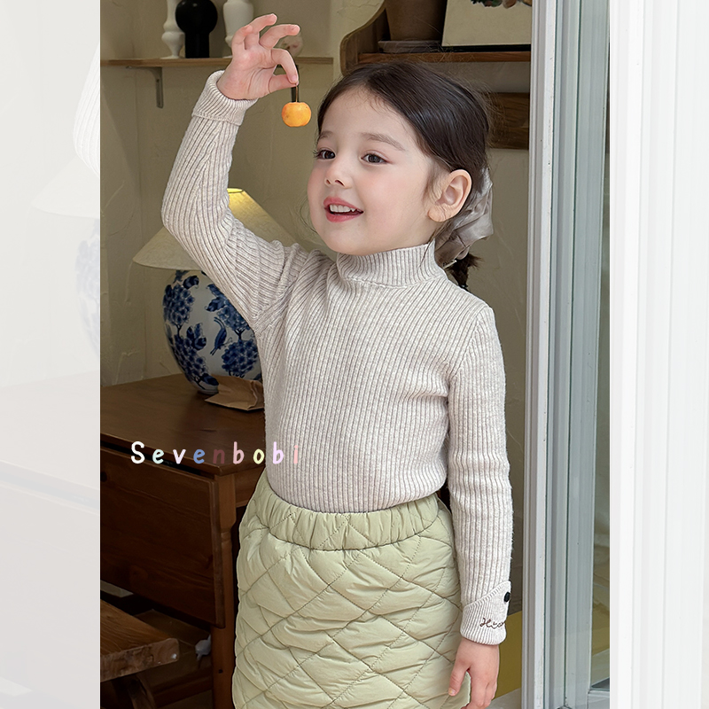 韩国男女童韩版设计感针织衫2025冬装新款儿童坑条打底毛衣潮