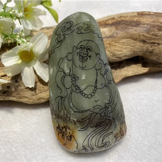 黄白河磨玉原石原料手把件手串