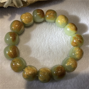 黄白河磨玉手串和田玉籽料手链手镯吊坠手把件原石析木料老玉岫玉