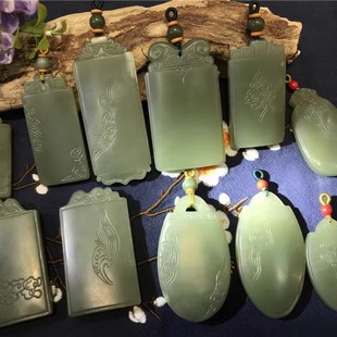 和田玉析木河磨玉平安牌吊坠仿古纹饰籽料黄白老玉手串手镯手把件