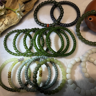 和田玉碧玉手串手链吊坠挂件手把件手镯摆件原石析木河磨玉岫玉