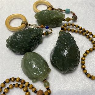 和田玉析木河磨玉龙龟手把件吊坠原石摆件手串手镯黄白老玉岫玉