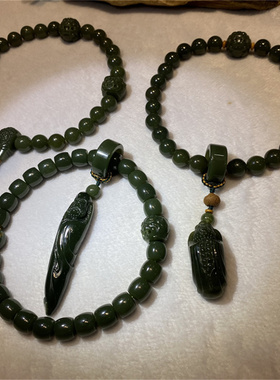 和田玉析木河磨玉手持貔貅手串