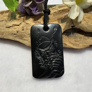 和田玉墨玉钟馗千手观音吊坠手把件手串手镯摆件析木河磨玉原石