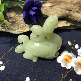 黄白老玉龙龟手把件小摆件携子上朝和田玉籽料河磨玉手镯吊坠岫玉