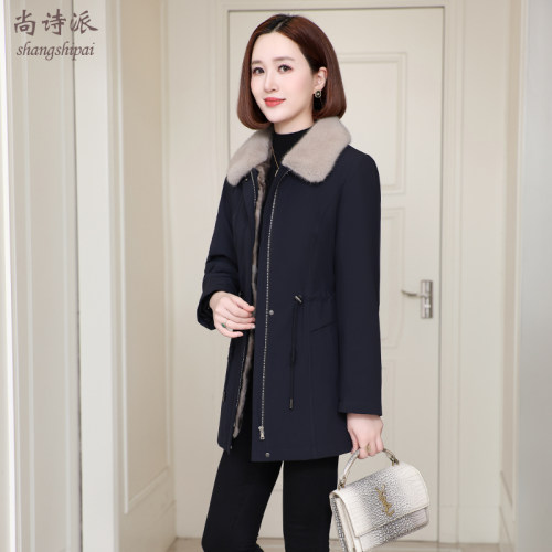 中长款派克服水貂内胆可拆卸皮草