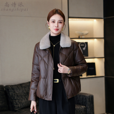 真皮羽绒服女短款2025冬装新款