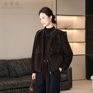 真皮羽绒服女2026冬季反绒皮皮衣短款中年妈妈海宁绵羊皮宽松外套