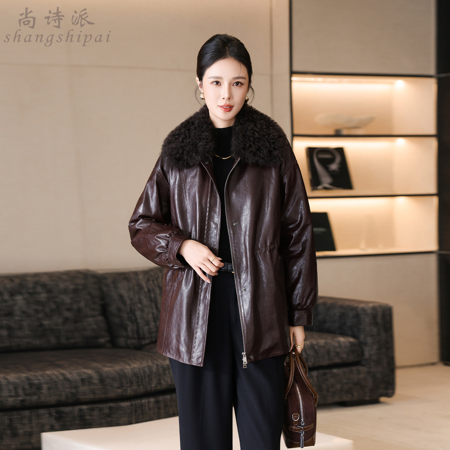 真皮羽绒服女中长款2026冬季新品中年妈妈绵羊皮皮衣休闲宽松外套