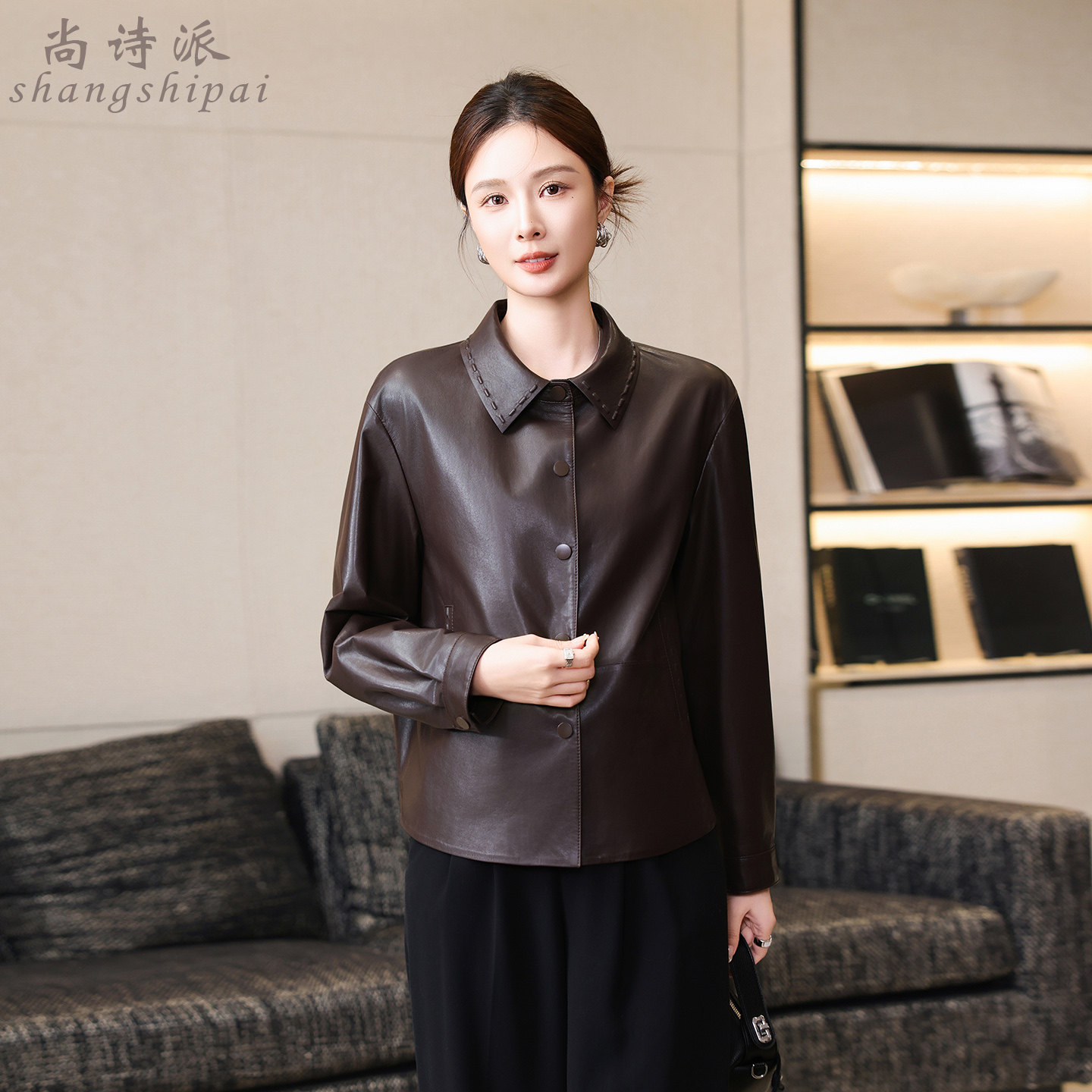 海宁真皮皮衣女短款翻领宽松通勤百搭绵羊皮夹克外套2026春季新款