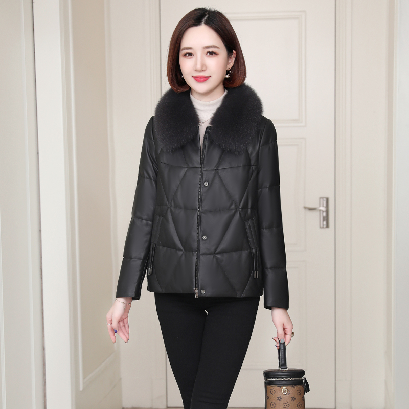 尚诗派夹克狐狸毛绵羊皮海宁连帽