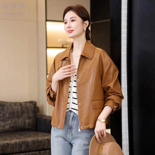 海宁真皮皮衣女2026新款春秋高级头层绵羊皮休闲夹克短款妈妈外套