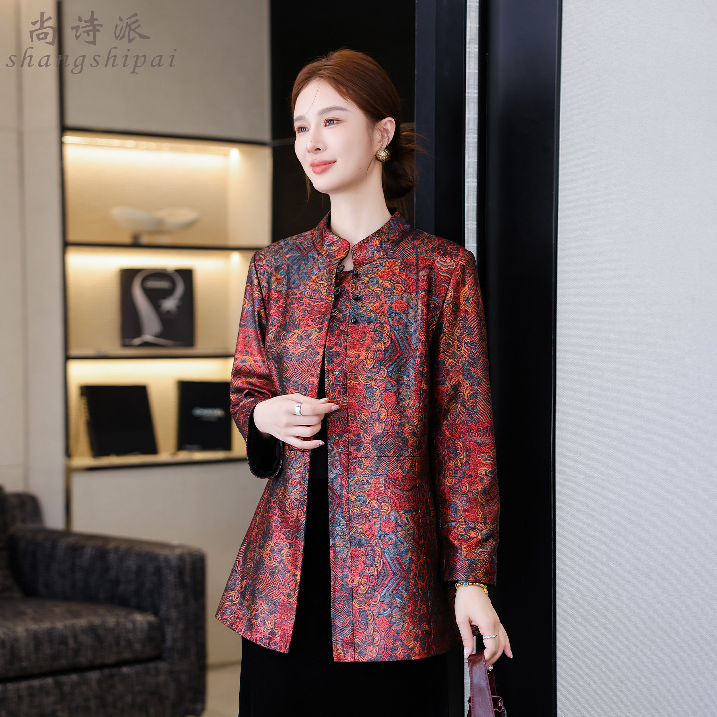 真皮皮衣女2025新款秋海宁高端绵羊皮中国风中老年中长款修身外套