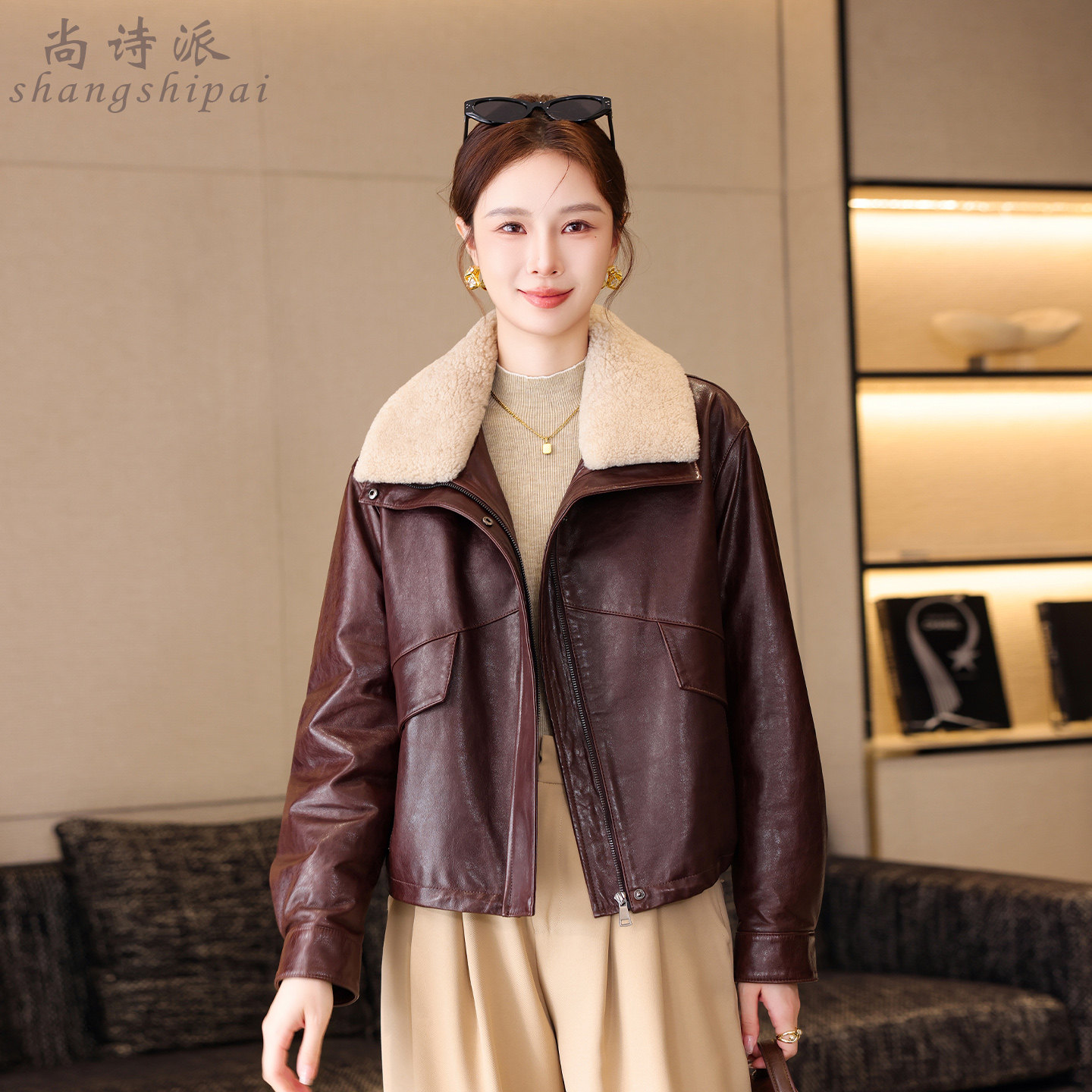 真皮羽绒服女2026新款冬海宁高端绵羊皮休闲夹克中年妈妈宽松外套