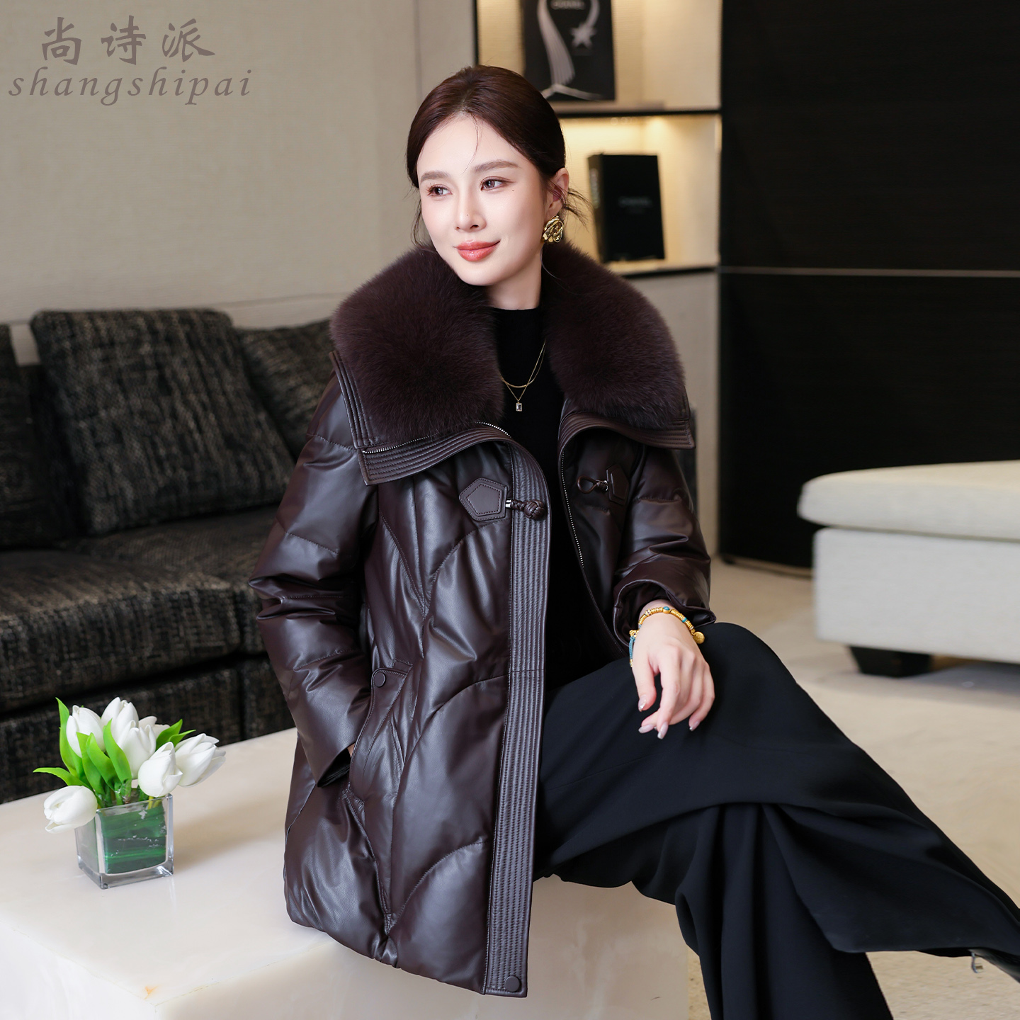 翻领口袋拉链新款直筒型通勤风