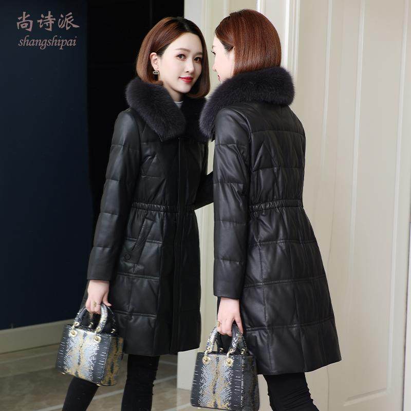海宁真皮羽绒服女2025新款冬季妈妈中长款修身外套皮草绵羊皮皮衣