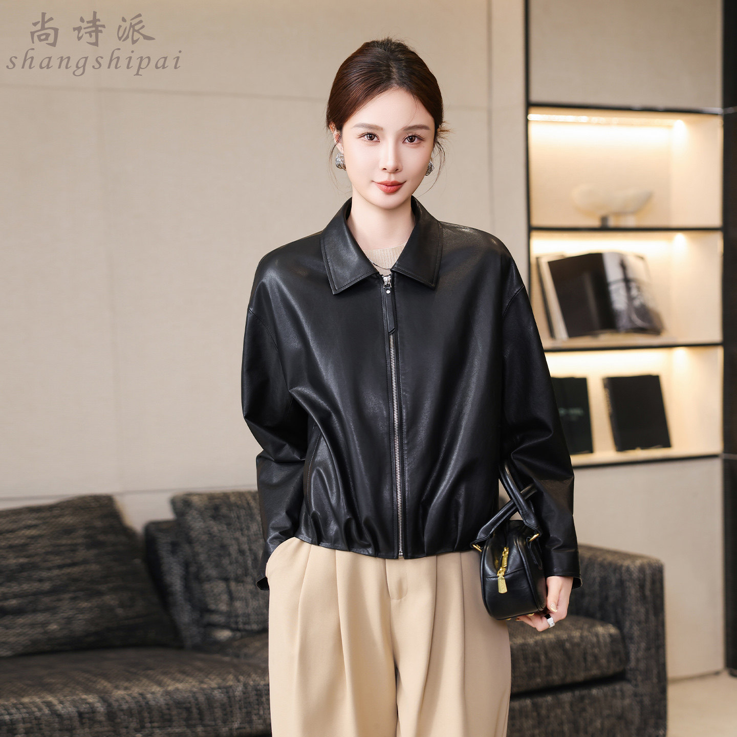 真皮皮衣外套女短款宽松翻领夹克高级感小个子头层绵羊皮春秋外套