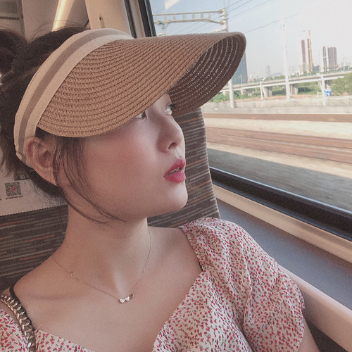 韩版草编空顶大檐女鸭舌帽草帽