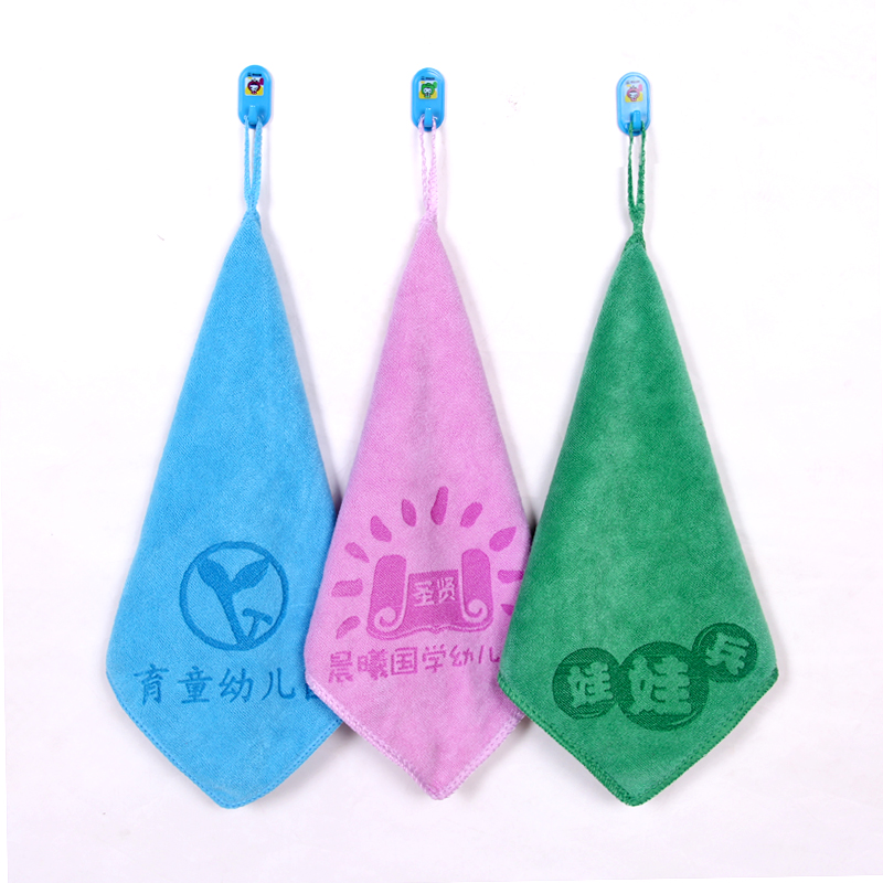 正方形小毛巾定制印字可挂式吸水速干小方巾擦手巾抹手布儿童手帕