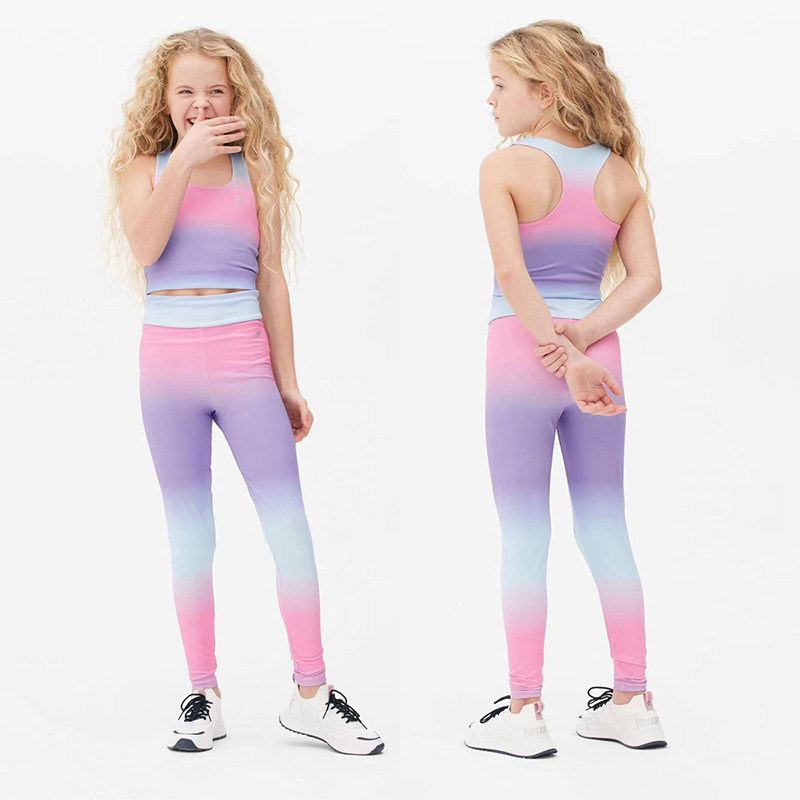 夏速干运动套装女童薄弹背心长裤