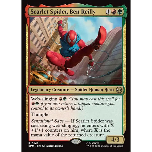 万智牌猩红蜘蛛本·莱利Scarlet Spider,Ben Reilly SPM英文平/闪