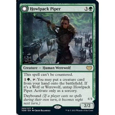 万智牌 MTG VOW 腥红婚誓 嚎群笛手 Howlpack Piper 中/英 金 绿