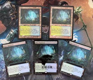 万智牌摩登新篇2MH2 雾漫雨林 Misty Rainforest英老框扩画蚀刻闪