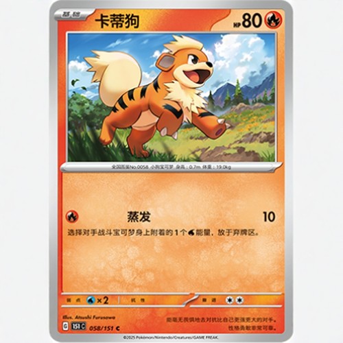 【北境卡牌】PTCG正版宝可梦 简中收集啦151C 卡蒂狗C平/球闪 058