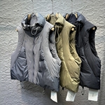 冬季潮牌男女加厚保暖90%白鸭绒马甲机能风潮流立领撞色复古背心