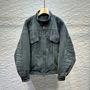 高端90%白鹅绒水洗工艺复古牛仔宽松痞帅炸街外套羽绒服夹克帅气