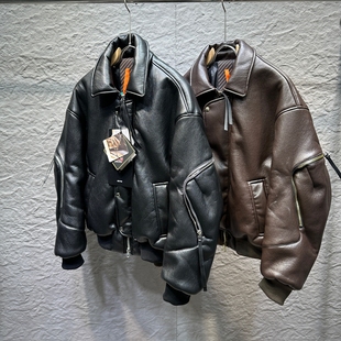 易麦正品 温暖90白鹅绒防风宽松柔软高级感翻领保暖超酷皮衣 男士