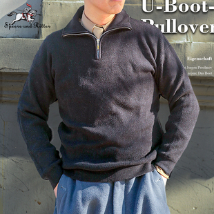Vintage复古重磅半高领拉链毛衣秋冬男款 从海底出击U艇毛衣 针织衫