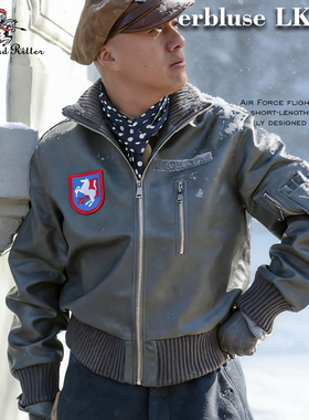 Vintage德国飞行员夹克空军皮外套骑行服开衫骑士皮衣男女款外衣