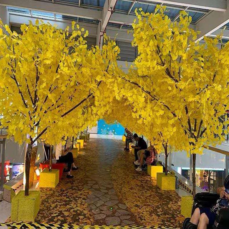 仿真银杏树 假树桃花树许愿树仿真绿植 假花背景装饰道具樱花树
