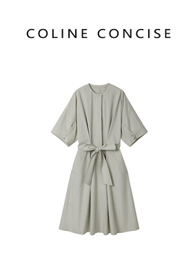 COLINE CONCISE 25SS 设计师极简大牌感浅灰色系连衣裙Z88169