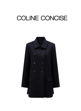 COLINE CONCISE 毛呢大衣羊毛大牌高级感双排扣保暖外套25FW