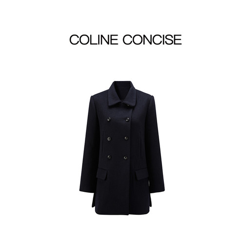 COLINE CONCISE 毛呢大衣羊毛大牌高级感双排扣保暖外套25FW