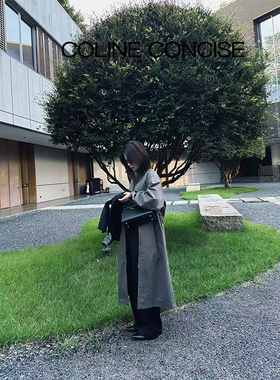 COLINE CONCISE  肌理感立体剪裁廓形长款风衣外套25秋冬22021