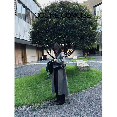 COLINE CONCISE  肌理感立体剪裁廓形长款风衣外套25秋冬22021