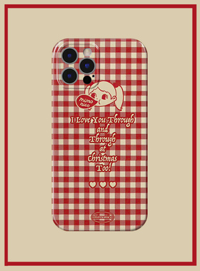 红色格子适用苹果16pro Max软15原创14Plus精孔13艺术12个性11手机壳全包防摔潮流小众创意ins风简约甜美防摔