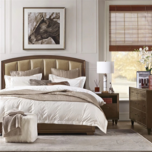 美式实木真皮床轻奢双人婚床公主床网红皮床北欧床韩式床