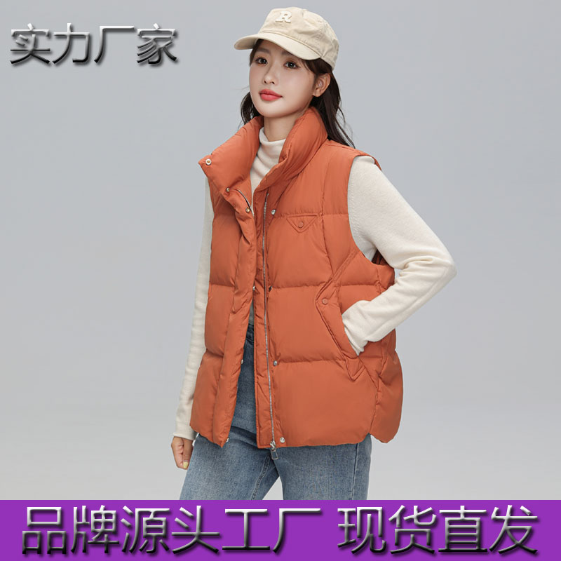 羽绒马甲女2025新款羽绒服背心秋冬短款宽松加厚外穿90白鸭绒坎肩