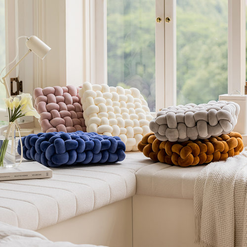 ins小红书北欧创意网红方便面编织麻花坐垫地上打结沙发靠垫榻榻