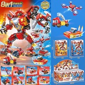 乐玩60227火域驰卫合体消防车机器人拼装 积木模型男孩玩具礼物