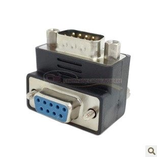 RS232 DB 9针串口 DSUB公对母带螺丝90度上弯转换头转接头