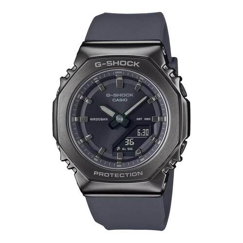 代购G-SHOCK男女腕表夜光计时闹钟世界时黑色树脂带金属壳防水